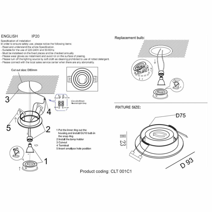 Встраиваемый светильник Crystal Lux CLT 001С1 BL