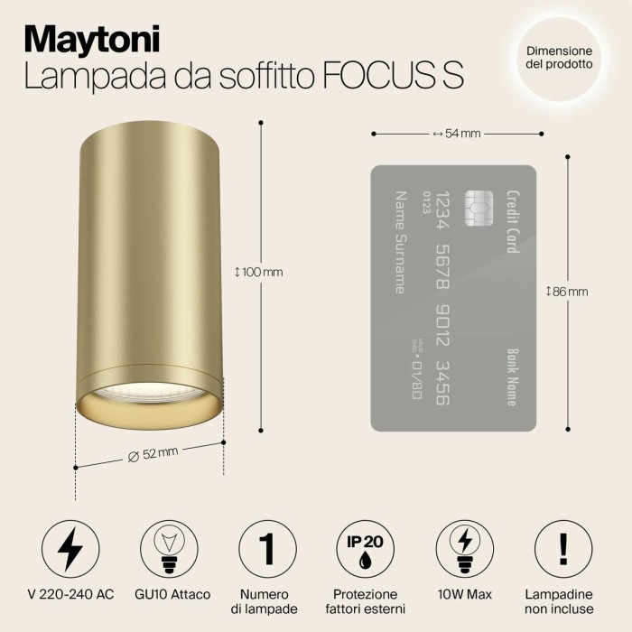 Потолочный светильник Maytoni Focus S C052CL-01MG