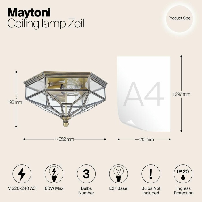 Потолочный светильник Maytoni Zeil H356-CL-03-BZ