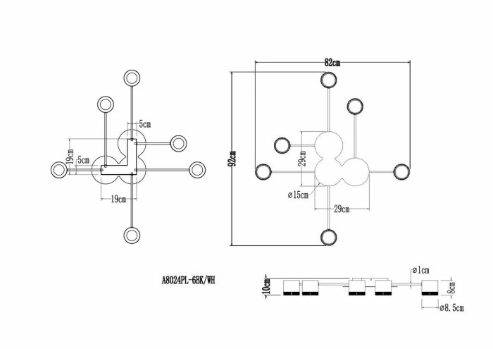 Потолочная люстра Arte Lamp Legacy A8024PL-6BK