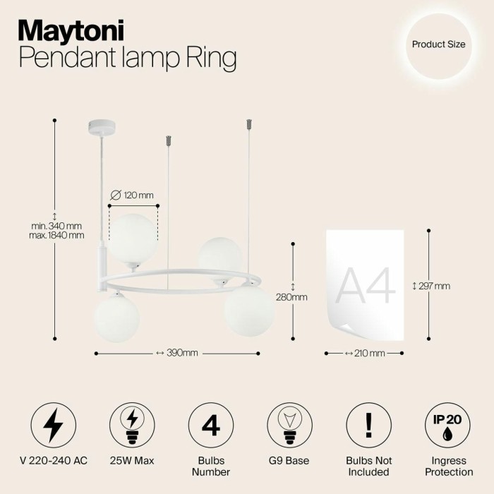 Подвесная люстра Maytoni Ring MOD013PL-04W