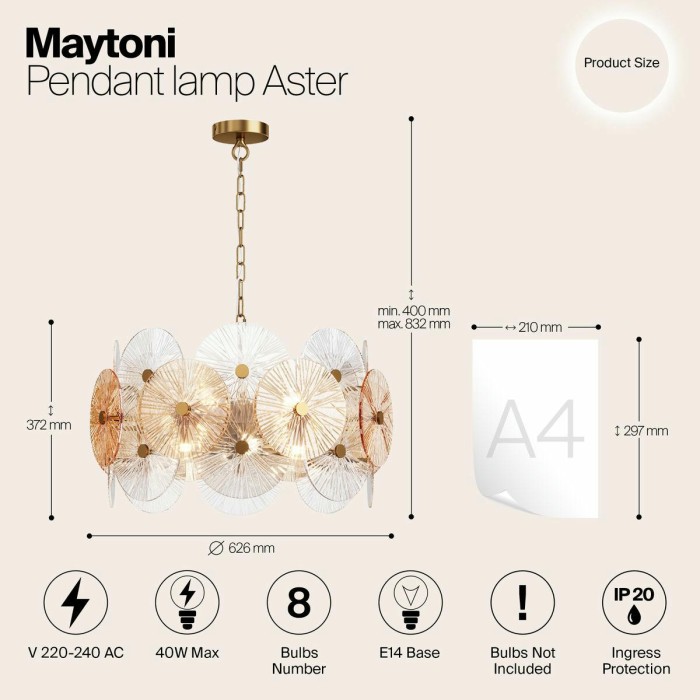 Подвесная люстра Maytoni Aster MOD007PL-08G