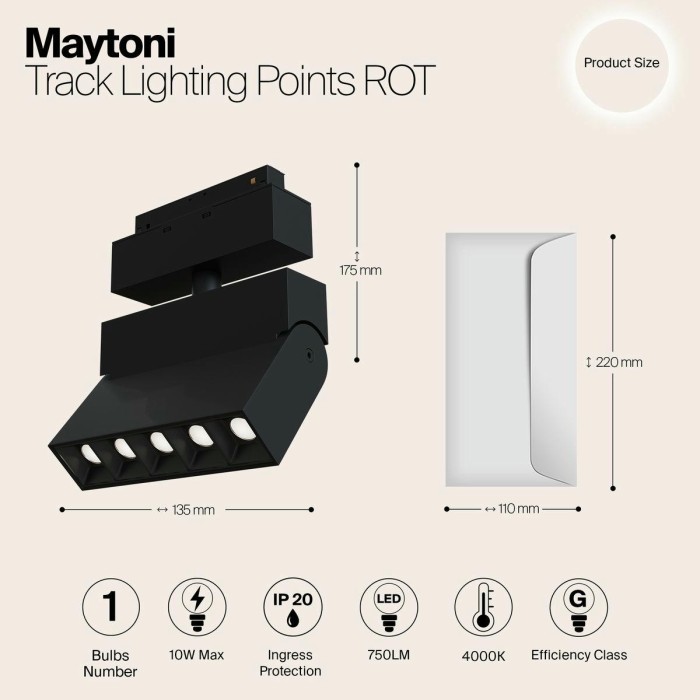 Трековый светодиодный светильник для магнитного шинопровода Maytoni Track lamps TR015-2-10W4K-B