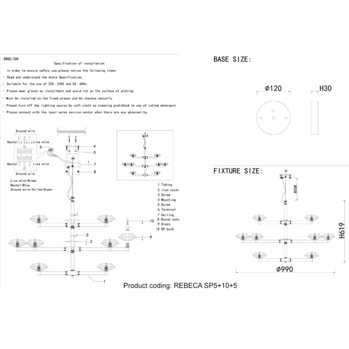 Подвесная люстра Crystal Lux Rebeca SP5+10+5 Nickel