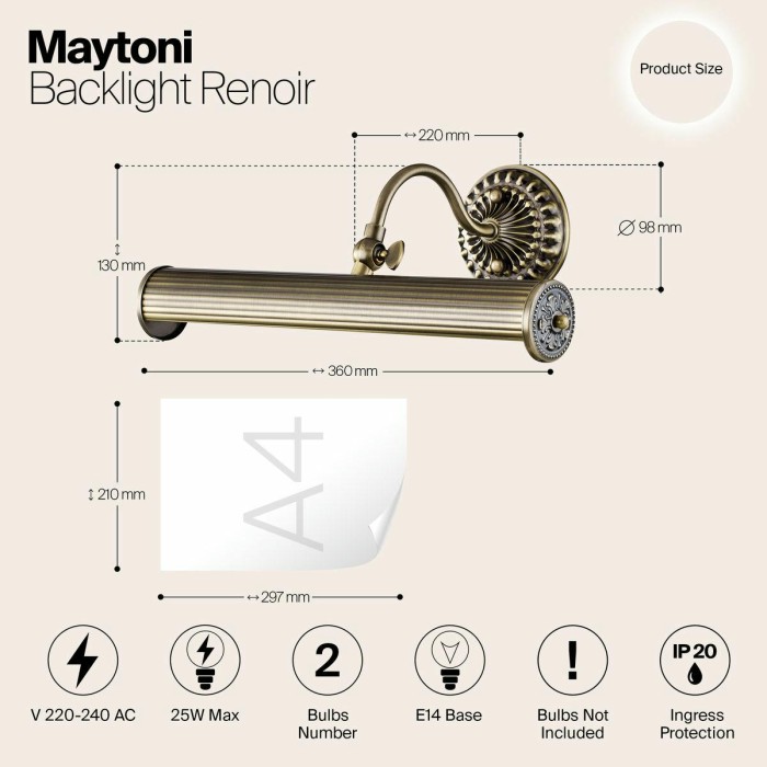 Подсветка для картин Maytoni Renoir PIC118-22-R