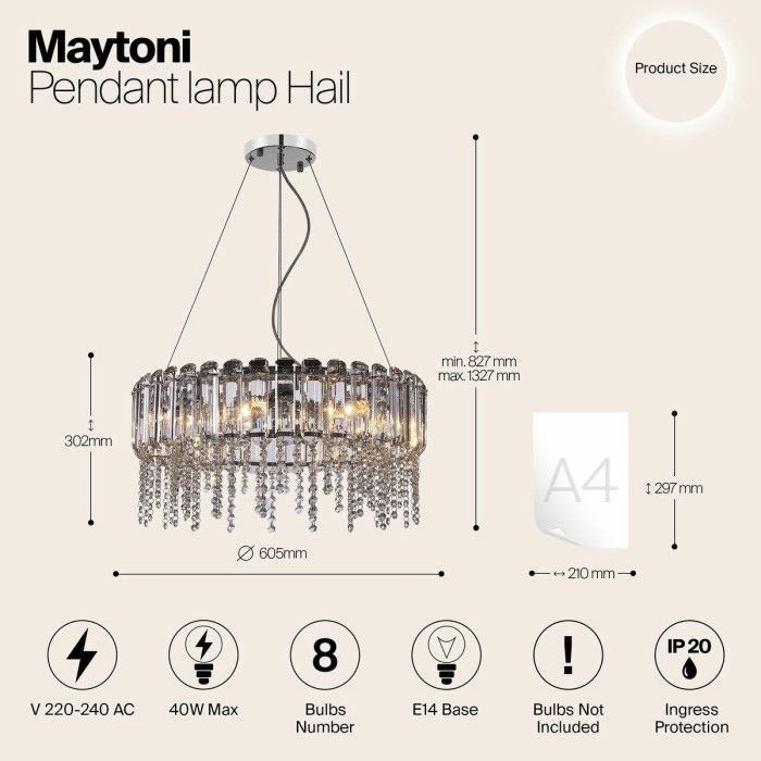Подвесная люстра Maytoni Hail MOD097PL-08CH
