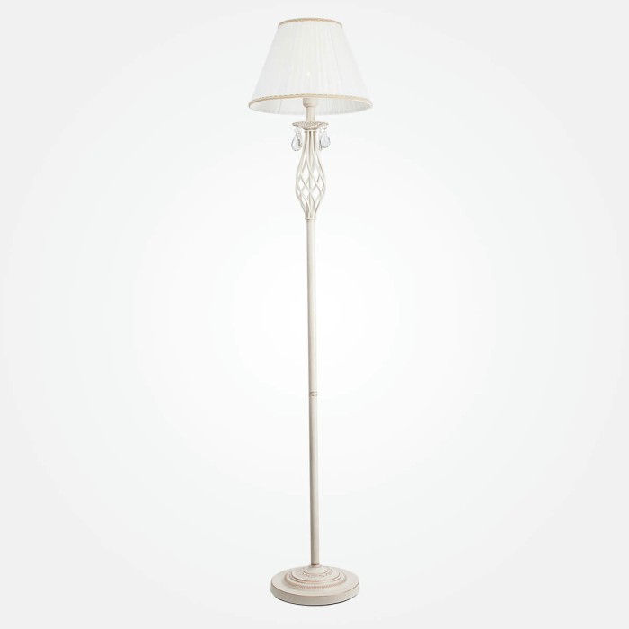 Торшер Eurosvet 10073/1 белый с золотом/прозрачный хрусталь Strotskis