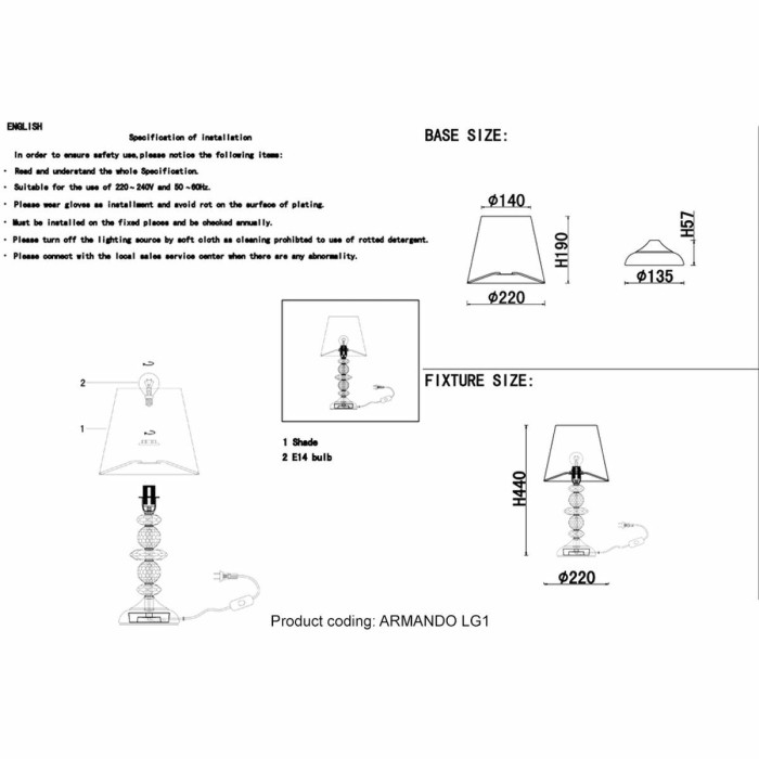 Настольная лампа Crystal Lux Armando LG1 Chrome